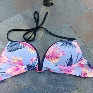 PINK floral swim top